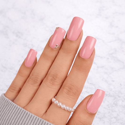Pink Stone Elegant Finish Press - On Nails - Emqueen