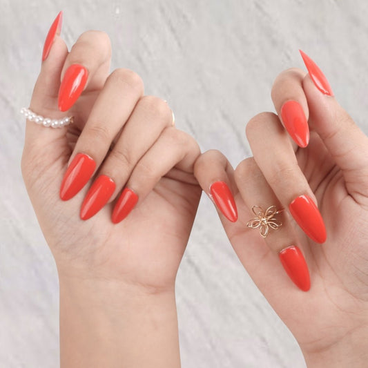 Hot Red Bridal Festive Press - On Nails - Emqueen