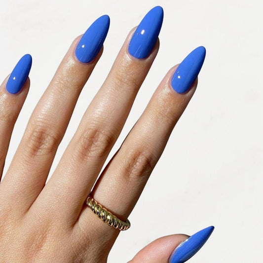 Classic Blue Gloss Finish Press - On Nails - Emqueen