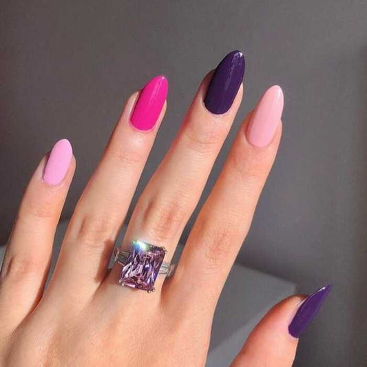 Multicolor Pastel Glossy Stick On Nails - Emqueen