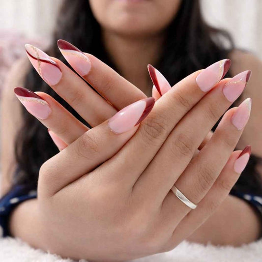 Beige Brown French Press - On Nails - Emqueen