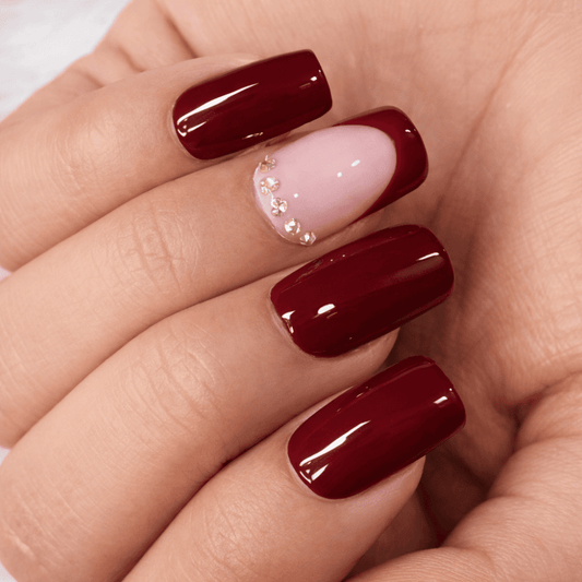 Wine Red Accent Press - On Nails - Emqueen
