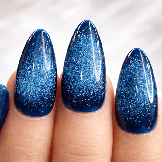 Deep Blue Cat Eye Press On Nails - Emqueen