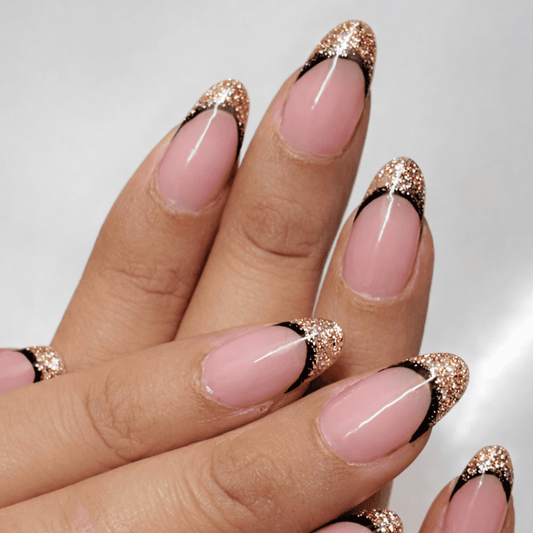 Beige Golden Double French Press - On Nails - Emqueen