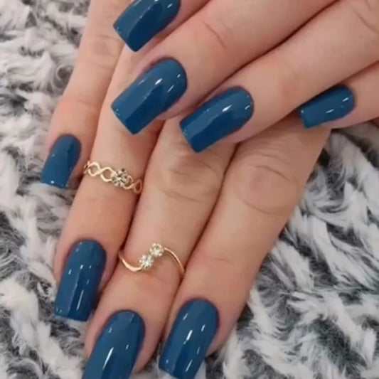 Blue Classic Everyday Stick-On Nails