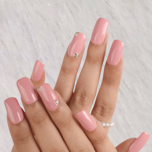 Pink Stone Elegant Finish Press-On Nails