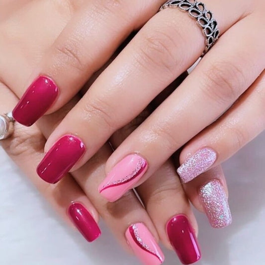 Barbie Pink Glitter Chic Press-On Nails