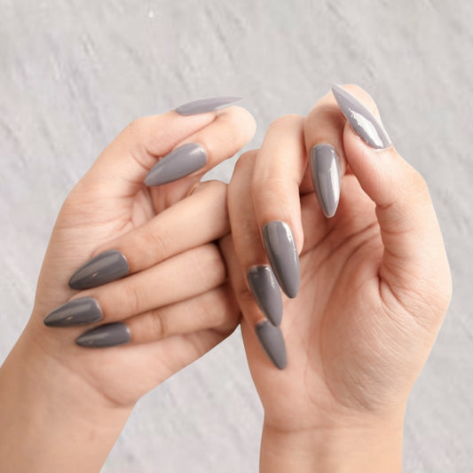 Grey Glossy Classic Press-On Nails