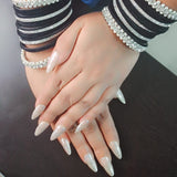 Beige Silver Glitter Soft Glow Stick On Nails