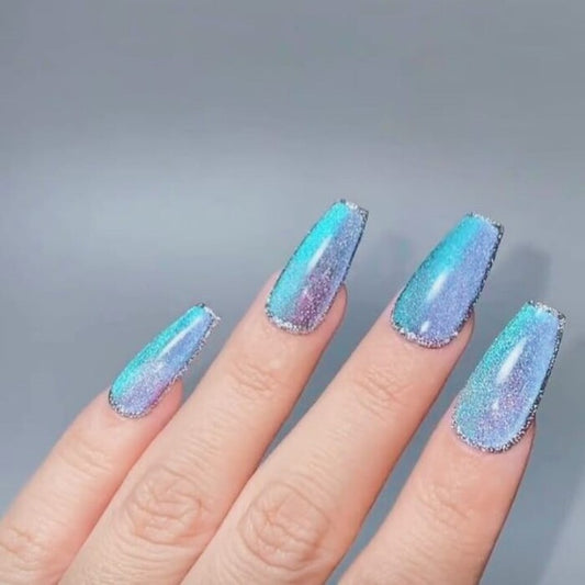Ice Blue Chic Glitter Press-On Nails