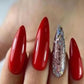 Hot Red Heart Love Nail Design