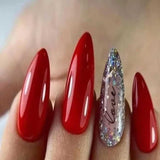 Hot Red Heart Love Nail Design