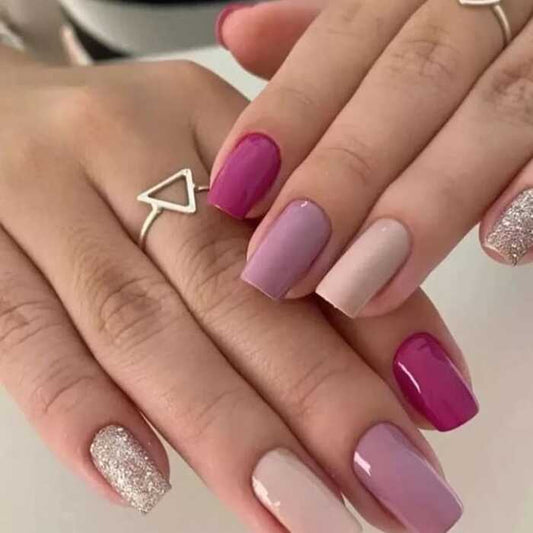 Multicolor Classic Polished Stick-On Nails