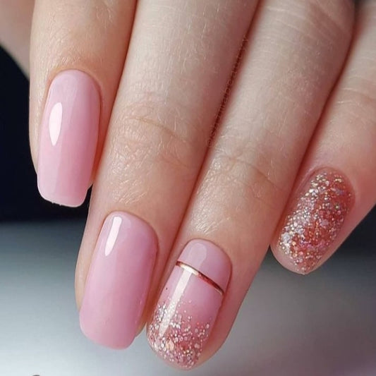 Baby Pink Glitter Dewy Glow Press-On Nails