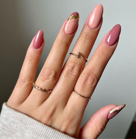 Rose Pink Foil Press-On Nails