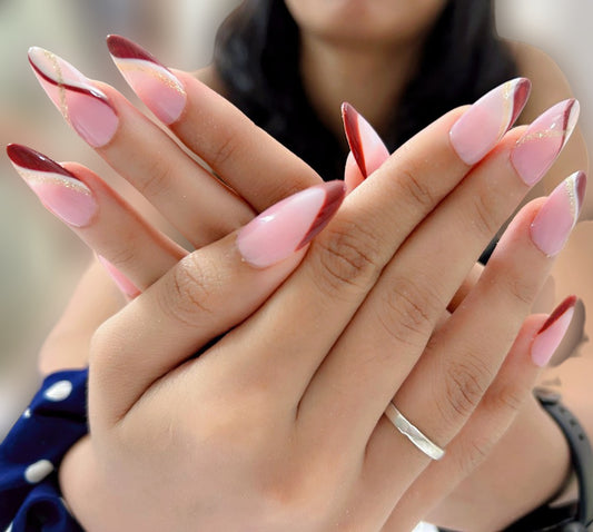 Beige Brown French Press-On Nails
