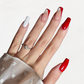 Emqueen Hot Red Beige French Tip Stick-On Nails