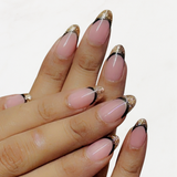 Emqueen Beige Golden Double French Press-On Nails