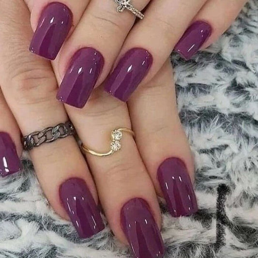 Plum Purple Mirror Shine Press - On Nails - Emqueen