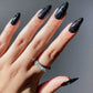 emqueen black glitter press on nails reusable party style