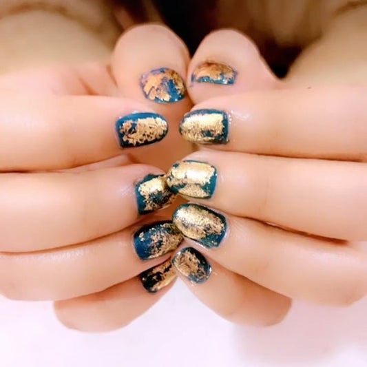 Black Gold Luxe Stick - On Nails - Emqueen