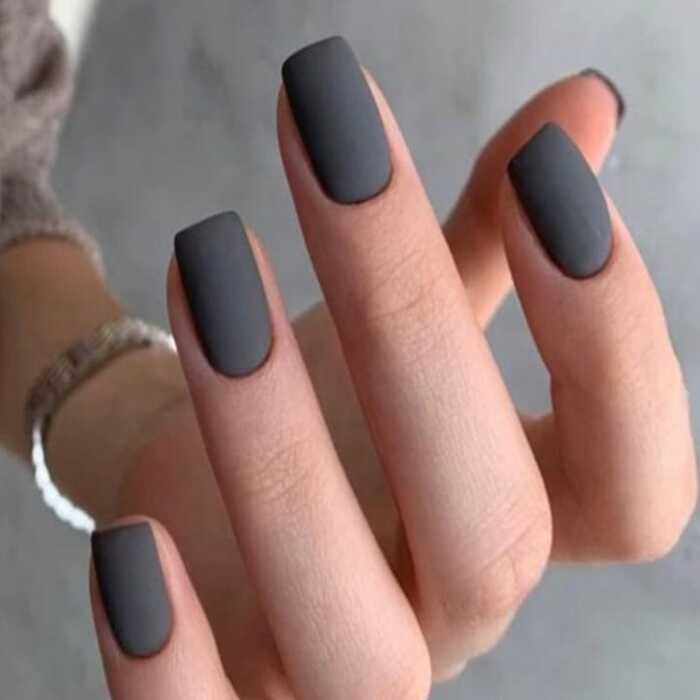 Grey True Matte Artificial Nails - Emqueen