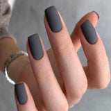 Grey True Matte Artificial Nails - Emqueen