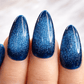 Deep Blue Cat Eye Press On Nails - Emqueen