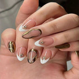 Beige White Gold French Press - On Nails - Emqueen