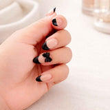 Beige Black French Tip Press - On Nails - Emqueen