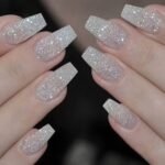 White Pearl Silver Glitter Press-On Nails
