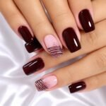 Dark Red Baby Pink Spider Gel Press-On Nails