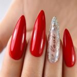 Hot Red Heart Love Nail Design