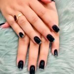 Black Silver Glitter Stylish Press-On Nails