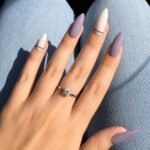 Purple White Matte Press-On Nails
