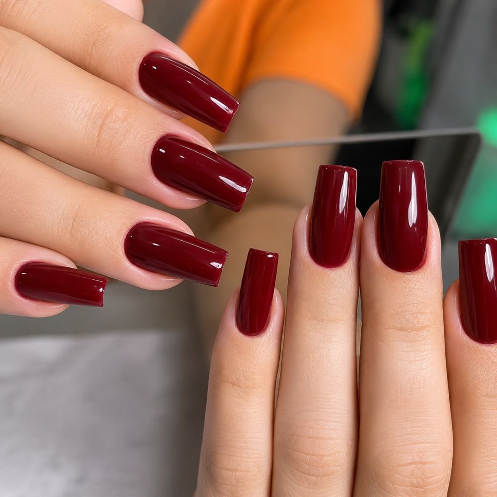 455 (1) Maroon Classic Timeless Press-On Nails