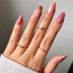 Rose Pink Foil Press-On Nails